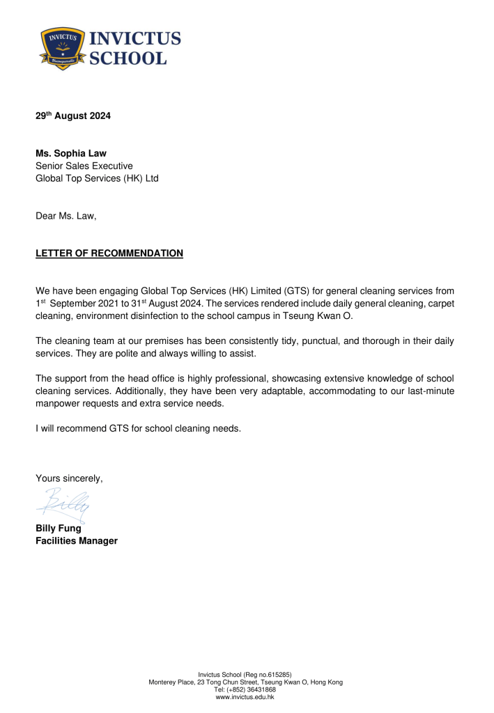 客戶感謝與推薦信-Invictus School -1